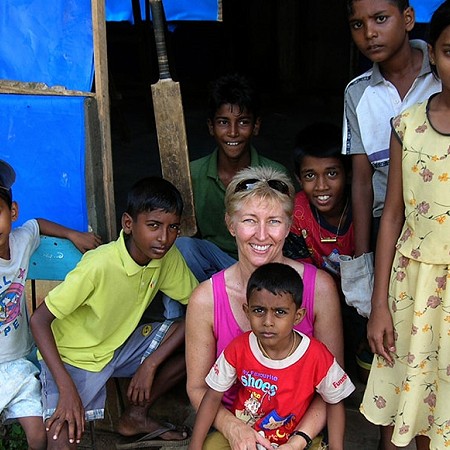 Jude with local village kids - Kalutara, Sri Lanka